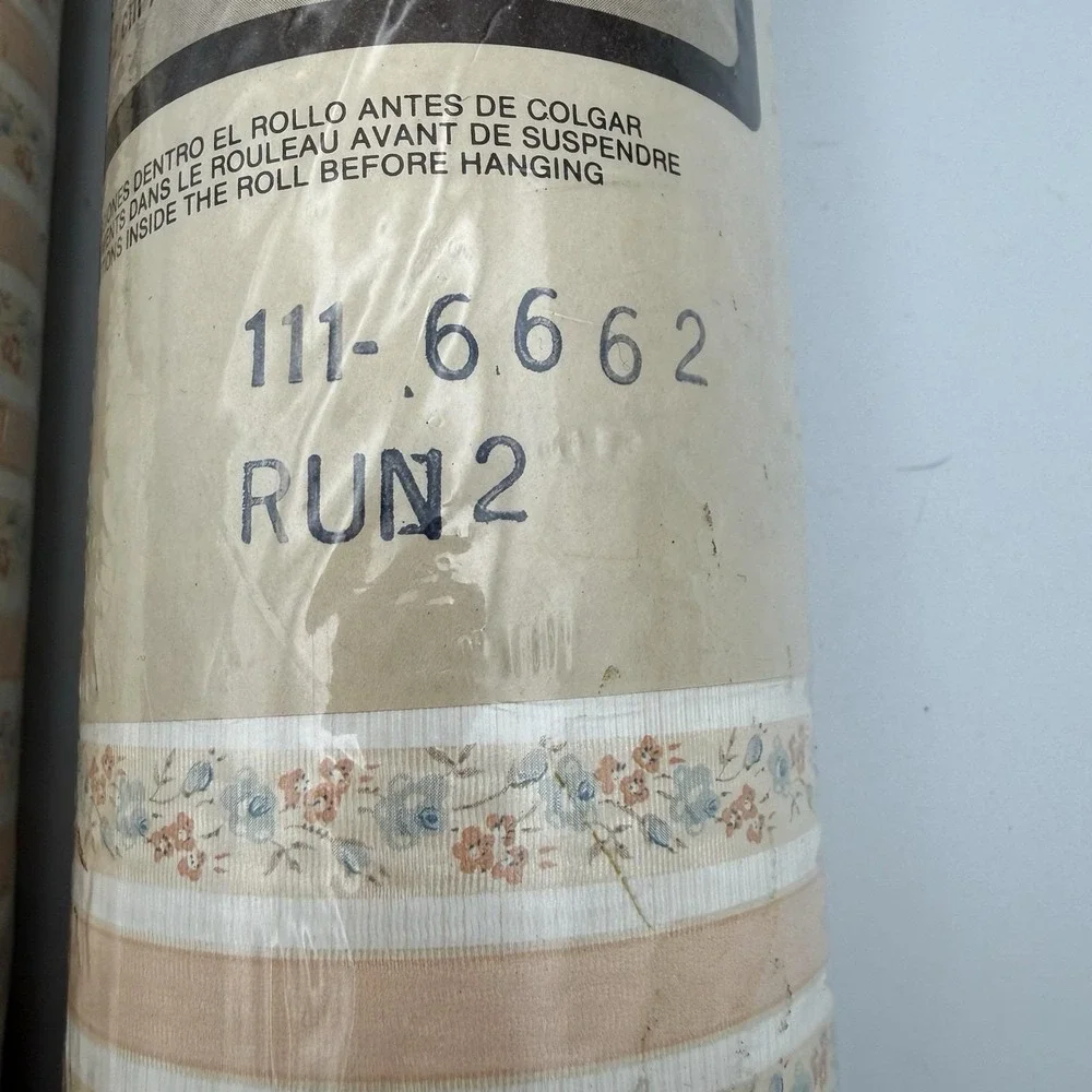 Vintage Collins & Aikman Wallcoverings Cream Pink Blue Floral 2 Double Rolls
